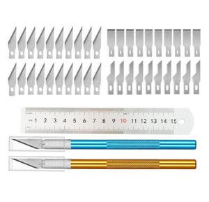 Craft Tools 43pc Gravering Pen Set Carving Knife Rubber Stamp Papercut Model Scrapbooking Stencil Hand Account Making Tool3965473