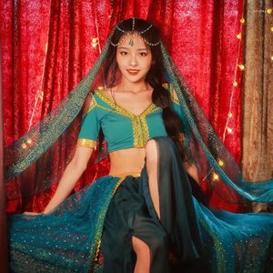 Stage Wear Halloween Costume Women Dance Bollywood Set Princess Fancy Outfits Party Cosplay Festival Perform Top Pants