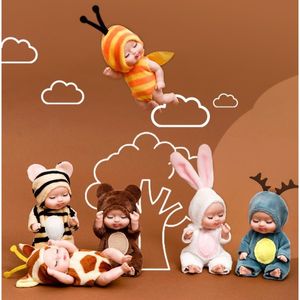 Dolls 1pcs Kawaii 12cm Symulacja Rebirth Toy Mini Cute Sleeping Baby Series Doll Cartoon Animal For Kid