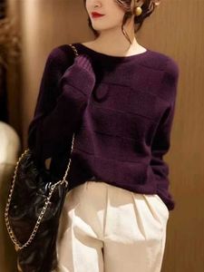 سترات سترات من الأزياء الكورية للأزياء الكورية Pullover 2023 الخريف/الشتاء O-Neck Pullovers عتيقة طويلة الأكمام سترة متماسكة قمم Femme knitwears zln231127