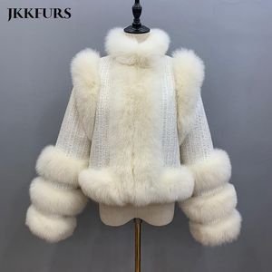 Fur 2022 Brazil Women's Wool Blends Coat with Real Fox Fur Trims Fashion Jacket Winter Warm Overcoat Autumn Outerwear ZM3776B