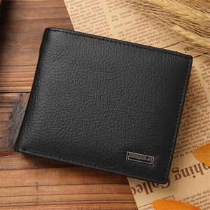 Wallets Luxury Men's Wallet Leather Solid Slim Men Genuine Bifold Short Holders Coin Purses Business Purse