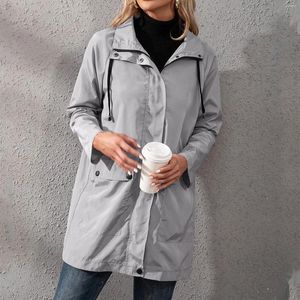 Women's Jackets Lightweight Windproof Womens Long Hooded Coat Raincoat Waterproof Adjustable Windbreaker Comfortable Mountaineering