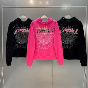 Felpe con cappuccio da uomo Felpe Young Thug Pink Spder Uomo Donna Felpa con cappuccio Stampa in schiuma Spider Web Graphic Felpe Pullover SXL