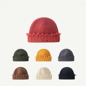 Berets Autumn and Winter Korean Style Ins Zaginowany dzianinowa czapka Women Yupi Skullcap Chin Chińczycy Hat Trendy Street Beanie M.