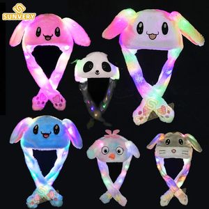 Caps Hats Glowing Plush Ear Moving Jumping Rabbit Hat Cosplay Christmas Party 518 Years and Adult 231124