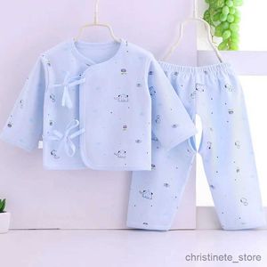 Conjuntos de roupas para bebês recém-nascidos, meninos e meninas, terno infantil, manga comprida, tops de algodão + calça, 2 peças, conjunto de roupa íntima macia, roupa de dormir para crianças R231127