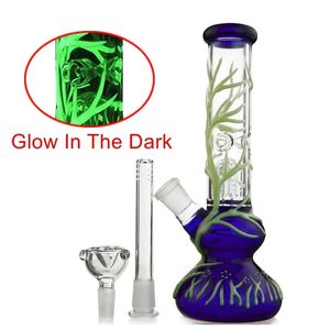 Glas Bong Rauchen Wasserpfeife 10 '' Glow In The Dark Perkolator Wasserpfeife Tabak Filterpfeifen