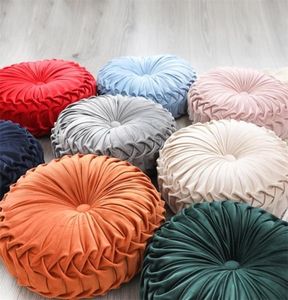 Round Chair Cushion PP Cotton Pumpkin Seat Nordic Folded Wheel Lumbar Pillow for Living Room Sofa Velvet 2202174123745