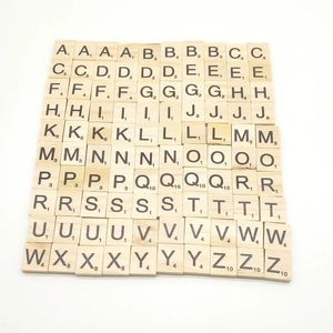 100pcs/set Wooden Alphabet Scrabble Tiles Black Letters & Numbers For Crafts Wood