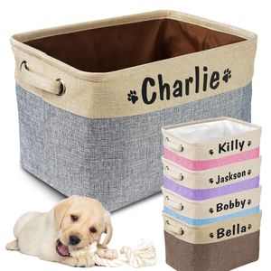 Tillbehör Anpassade hundleksaker förvaringsfack Canvas Collapsible Dog Accessories Storage Basket Bin Pet Organizer Box Perfekt för att organisera leksaker