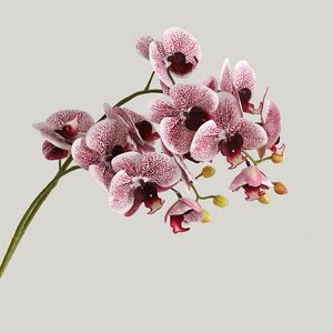 Dekoratif çiçekler 6 kafa simülasyonu 3d Phalaenopsis ipek orkide Noel dekorasyonu ev vazoları düğün dekor yapay sahte bitkiler