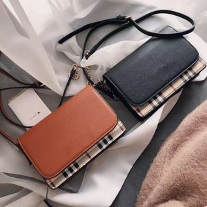 Tek Crossbody Woc Vintage Koleksiyon Moda Çantası İngiliz Akademi Stili Retro Klasik Ekose Metal Zincir Omuz Kayışı