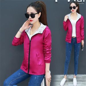 Women's Jackets 2023 Spring Autumn Coat Women's Clothing Korean Loose All-match Long-sleeved Hooded Reversible Windbreaker Women Jacket