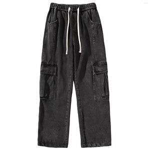 Jeans masculinos Japanese de rua japonesa Vintage estilo coreano Larra larga calça de perna larga Kpop Cargo calça Homem Hip Hop Grunge Punk