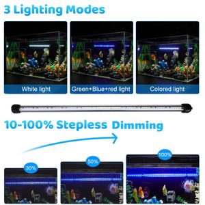 Belysning Docean Led Aquarium Light 19/29/39/49cm EU Plug Waterproof Submersible Fish Tank Lamp med timer Dimble 3 Color Lägen Lighting