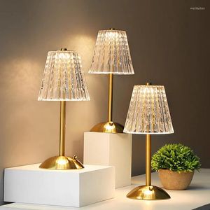 Bordslampor LED RETRO CRYSTAL LAMP 6000mAH Sladdess Desk ögonskydd Läsning Ljus Touch Diming Night For Home Decor