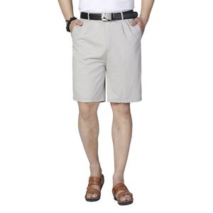 Shorts masculinos shorts casuais de meia-idade soltos algodão magro mass de calças curtas Marca de roupas de verão shorts de cor sólida plus size 28-40 230427