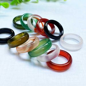 Band Rings New Fashion Women Men Multicolor Natural Stone Ring Charm Round Natural Agates Finger Rings Jewelry High Quality Wholesale AA230426