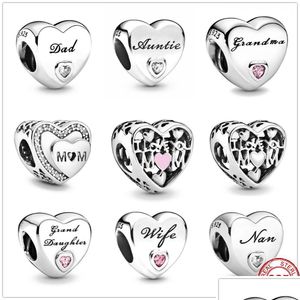 Charms 925 Sterling Silver ciondola fascino donne perline regalo di alta gioielleria all'ingrosso metallo papà mamma zia moglie Nan nipote Ma Bead Fit Dh1Jf