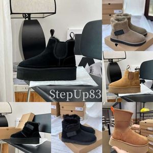 Nuovo stivale invernale Ultra Mini Platform Donna Stivali australiani classici Design Tasman Tassel style Tazz Ribbon Stivali in pelliccia Pantofole Alla caviglia Sherpa