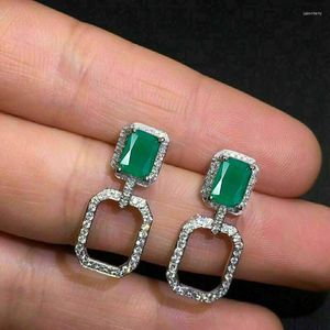 Dangle Earrings Huitan Noble Green For Women Sparkling Cubic Zirconia Fashion Versatile Lady's Silver Color Statement Jewelry