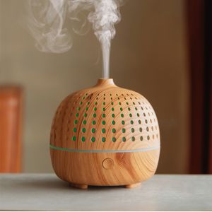 Humidifiers Ancient Rhyme Air Humidifier 180ML Essential Oil Aroma Diffuser Desktop Night Light Wooden Grain Mist Maker USB Aromatherapy 230427