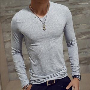 Men's T Shirts 2023 Spring Autumn Period Long Sleeve Cultivate Ones Morality T-Shirt O-Neck Solid Polyester Shirt Men Red Blue Black