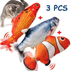 Toys 3 PCS Electric Cat Toy 3D Fish USB Charging Simulation Fish Interactive Cat Toys Pet Toy Funny Floppy Cats Dog Chew Bite Toys