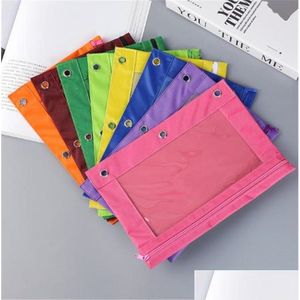 Pencil Bags Wholesale School Stationery Custom Logo Design Transparent Storage Bag 3 Hole Oxford Cloth Pen Drop Delivery Office Busine Otoeu