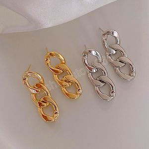 Trendiga kedjedesignörhängen örhängen Kvinnor Damer Simple Elegant Gold Silver Color Link Chain Earrings Party Jewets Gifts