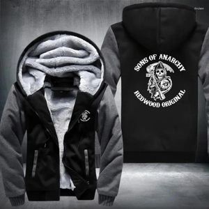 Men's Jackets Cool Sons Of A-Anarchys Hoody Zipper Coat Winter Cashmere Thicken Warm Hoodie Jacket Fashion Tops Motorcycle