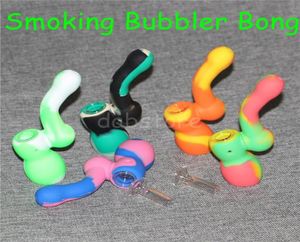 2019 Portable Hookah Silicone Barrel Rigs for Rökning Torra ört Obrytbart vatten Perkolator Bong Rökning Oljekoncentratrör 6122671