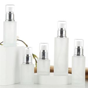 Frost Glass Bottle Bottle Bottles Pump Pump Butelki Perfume Pojemnik Komestowy Przechowywanie do przechowywania 20 ml 30 ml 40 ml 50 ml 60 ml 80 ml 10 MWKA