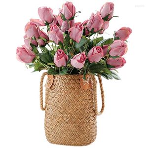 Fiori Decorativi 9 Teste Simulazione Bouquet Rosa Artificiale Seta Fiore Finto Casa Soggiorno Tavolo Da Pranzo Decorazione Di Nozze Viola Rosa