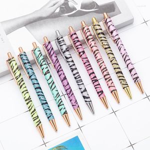 Creative Metal Retractable Zebra Stripes Ballpoint Pens 1.0mm Black Ink School Writing Gift Office Signature Supplies Stationery