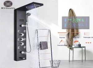 LED Light Shower Panel Waterfall Rain Faucet Set Spa Massage Jet Bath Column Mixer Tap Tower 211229215N7765299