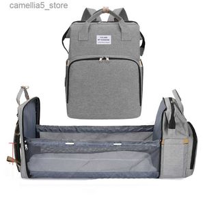 Diaper Bags Multifunctional Waterproof Maternity Diaper Folding Crib Bed Large-capacity Mommy Backpack Portable Stroller Outting Mummy Bag Q231127