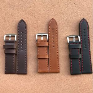 Assista Bandas 18mm 20mm 22mm 24mm Light Brown Vintage Watch Band Strap PU Couro Watchband Aço Inoxidável Fivela Fecho Relógio Acessórios 231127