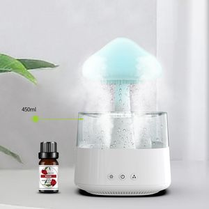Humidifiers Rain Cloud Ultrasonic Night Light Aromatherapy Essential Oil Diffuser Relaxing Humidifier with Calming Water Drops Sounds 230427