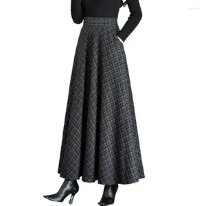スカートカスタムメイドの格子縞のスカート冬ウォームハイウエストウール女性2023女性プリーツプラスサイズ4xl 5xl