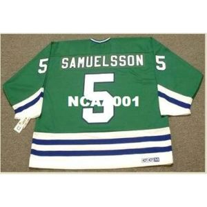 001 #5 ULF Samuelsson Hartford Whalers 1989 CCM Retro Away Hockey Jersey أو Custom أي اسم أو رقم Retro Jersey