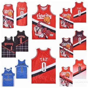 High School Damian Lillard Jerseys 1 Basketball Oakland Wildcats Moive 0 Ripcity Taz Shirt Team Away Hiphop Pullover College dla fanów sportu oddychające film Vintage