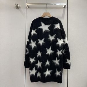 Cardigans high end varumärke kvinnor vneck mohair långa ärmar cardigan pentagram jacquard design berömd lyx tröja män svart stickad