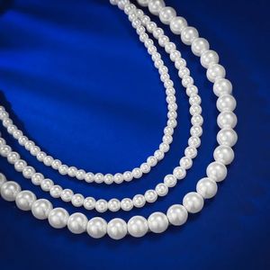 Charm Lady Pearl Diamond Necklace 100% Real 925 Sterling Silver Engagement Wedding Chocker Necklace For Women Bridal Jewelry