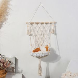 Mats Bohemian Handwoven Tapestry Cotton Pet Cat Hammock Swing Basket Bed Macrame For Home Bedroom Decoration Wall Hanging Without Mat