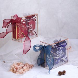 Geschenkpapier 2er Set blau transparent tragbare Box Hochzeit Geburtstagsfeier Babyparty Backen Kekse Tortenschachteln und Verpackungsdekoration