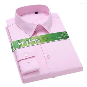 Men's Casual Shirts Classic Stretchy Non-iron Bamboo Fiber Dress Shirt Business Office Long Sleeve Standard-fit Wrinkle Free