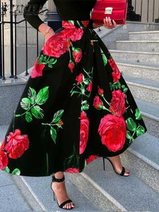 Klänningar zanzea chic blommor tryckta kjolar 2022 kvinnor elegant hög midja svängande jupes bohemain långa en linje saias semester casual maxi kjol