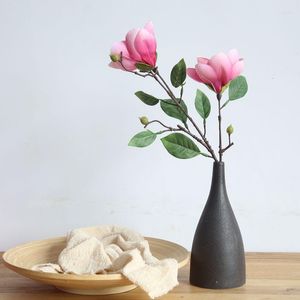 Dekorative Blumen 2 Köpfe Silk Magnolia Flower Artificial Fake Home Wedding Bouquet Party Dekoration